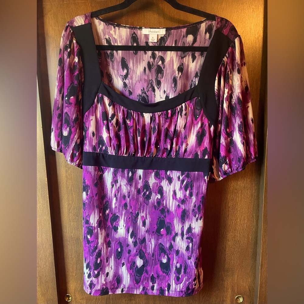 Dressbarn Sparkly Purple and Black Top